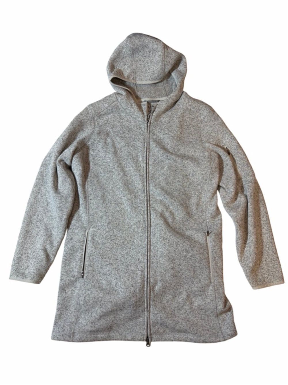 LL Bean Sweater Fleece Jacket Hoodie Gray Full Zip Plus Size 1X Cozy